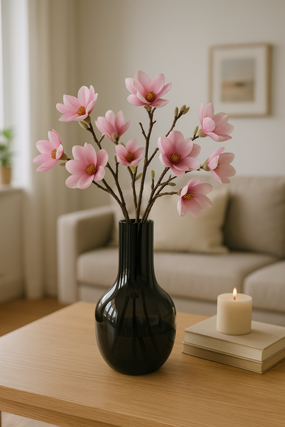 Altijd Stralend: Magnolia Roze Kunstbloemen – 8 Stelen – 65 cm – Zachte Elegantie Zonder Verwelking