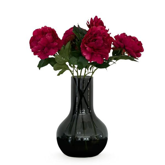 Altijd Stralend: Dark Pink Pioenrozen – 5 Stelen – 65 cm – Diepe Romantiek Zonder Verwelking